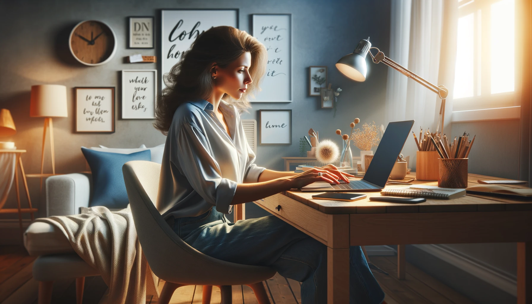 copywriter or writer, a woman working from home with her laptop